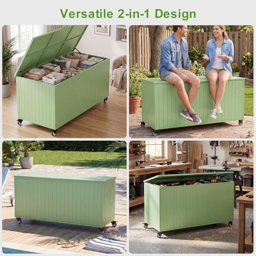Outdoor Storage Box with Wheels 250 Gallon, Metal Deck Boxes - Image 5