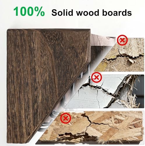 SKOLOO Wall Shelf with Hooks, 35-Inch Weathered Brown Wall Mounted Coat Rack with Shelf Organizer - Lightweight & Sturdy​​, 5 Tri Hooks - Perfect for Entryway, Hallway, Living Room, Bedroom, Mudroom - Image 7