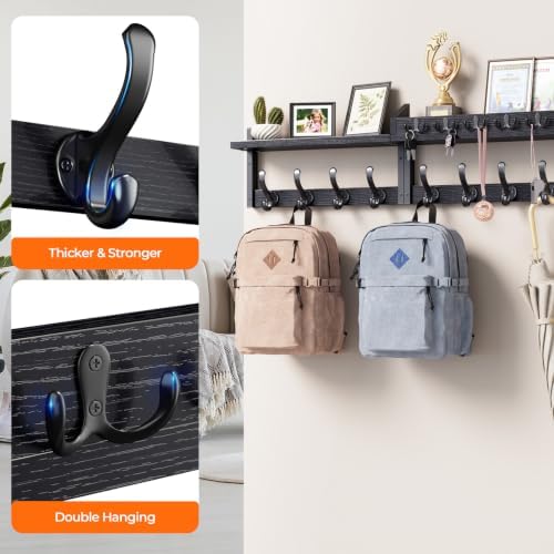 Evermagin 35" Coat Rack Wall Mount with Shelf for Entryway, Black - Image 6