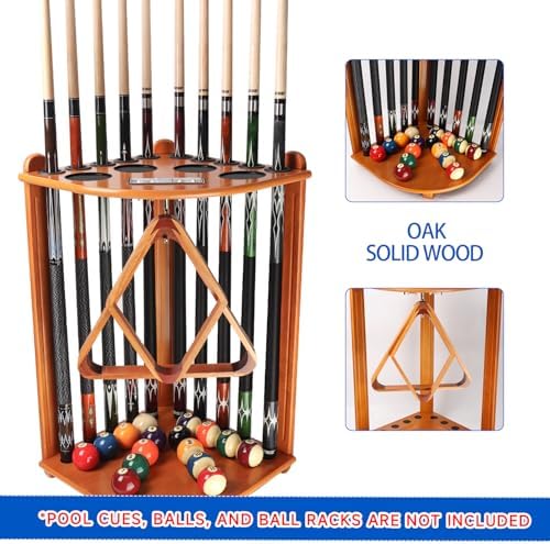 GSE Billiards Pool Cue Racks with Score Counters Hold 10 Cues, Oak - Image 3