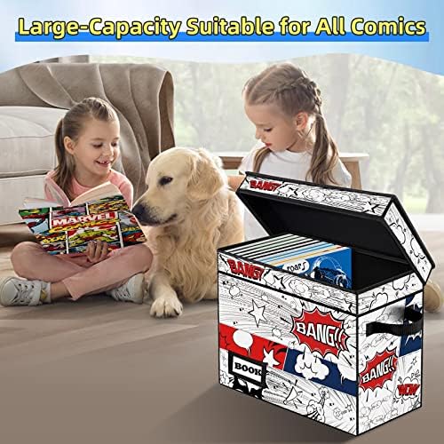 10 Pack Comic Book Storage Box, 15.8" X 7.8" X 11.8", Heavy Duty Collapsible Holds 160-180 Comic Book Bin Container Holder Shelf (Cartoon Clock) - Image 2