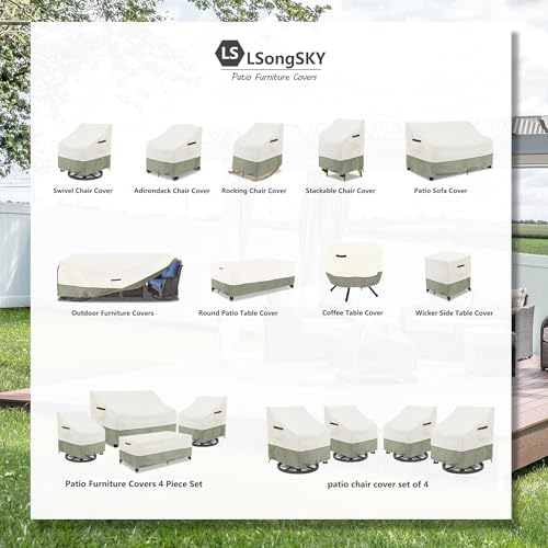 Patio 3-Seater Sofa Cover,Outdoor Couch Cover Fits up to 76W x 32.5D x 33H Inches,100% Waterproof Heavy Duty Patio Furniture Covers,Beige & Gray-Green - Image 2