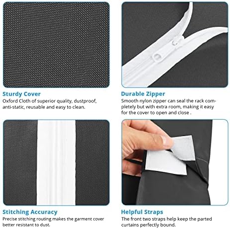 VIPEK V40C Covered Clothing Rack Heavy Duty Clothes Racks with Cover, Custom Freestanding Closet Portable Wardrobe Closets for Bedroom, White Metal Closet Rack with Black Oxford Fabric Cover - Image 4