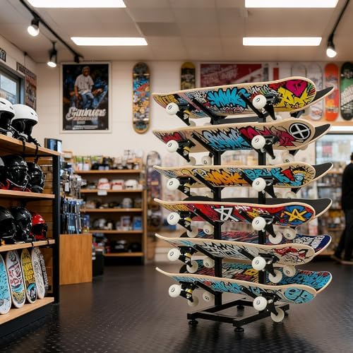 BiJun Skateboard Racks Floor Stand, 6-Layer Skateboard Holder,Snowboard Storage Rack, Skateboard Organizer Floor Stand for Deck, Longboard, Snowboard, Standard Skateboards, Mini Cruiser Skateboard - Image 2