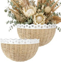 XSZ Scalloped Wall Baskets - 2 Pcs Woven Boho Wall Decor, Front Door Baskets Hanging Storage for Entryway, Living Room & Kitchen, Sturdy Steel Frame Wall Organizer for Home (16" & 14") by Unknown