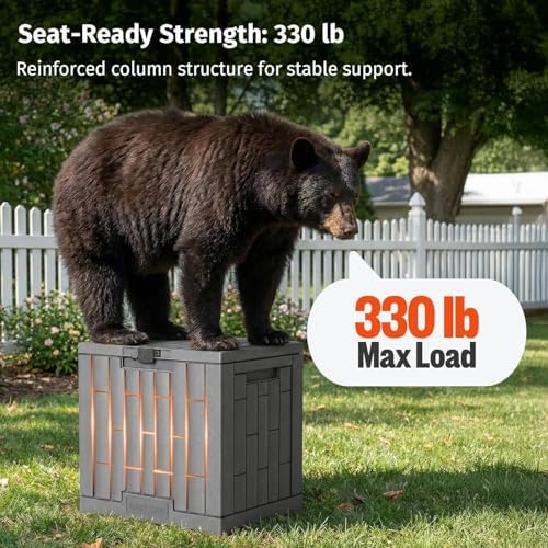 EAST OAK Outdoor Storage Box, 31 Gallon 2 Pack Deck Box Indoor and Outdoor Use, Waterproof Resin Storage Bin for Package Delivery, Patio Cushions, Gardening Tools, Lockable, UV Resistant, Grey - Image 6