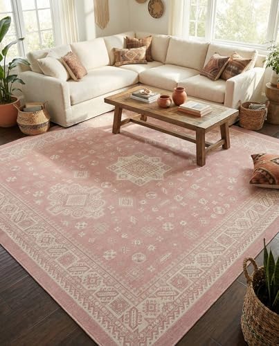 Rugs.com - Outdoor Aztec Rug – 13 Ft Square Pink Indoor/Outdoor Rug Washable Stain-Resistant Flatweave for Patios, Decks, and Porches - Image 4