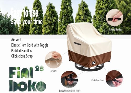 Patio Chair Covers 2 Pack,33Wx35Dx36H inches Outdoor Chair Covers,100% Waterproof Heavy Duty Outdoor Furniture Covers Waterproof,Beige&Brown Modern Style Patio Furniture Cover - Image 5
