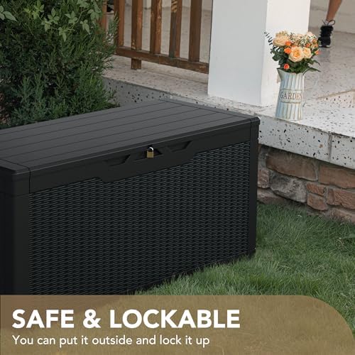Devoko 100 Gallon Waterproof Resin Deck Box, Large Outdoor Storage Box - Image 5