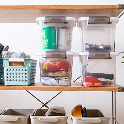 Citylife 6 Packs 6 QT Storage Bins with Lids Clear Plastic Bins with Grey Handle Stackable Storage Containers for Organizing - Image 6