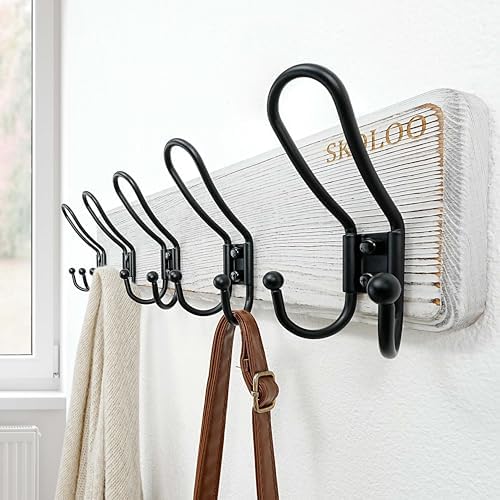 SKOLOO Sturdy Coat Rack Wall Mount with 5 Triple Hangers - Ideal for Heavy Bags, Jackets, and Coats - No Assembly Required - Durable Iron Design - Perfect for Porche, Mudroom, and Entrance, Pack of 2 - Image 2