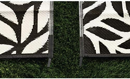 Stylish Camping 256091 6-feet by 9-feet Reversible Mat, Plastic Straw Rug, Large Floor Mat for Outdoors, RV, Patio, Backyard, Picnic, Beach, Camping - Leaf Mat (Black/Beige) - Image 3