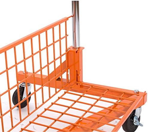Econoco Commercial Rolling Z-Rack with Wire Shelf, Orange Base & Orange - Image 6