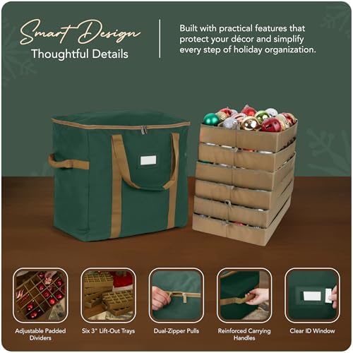 Covermates Adjustable Ornament Storage Bag, 19.25"W x 13"D x 18.5"H, Green - Image 4