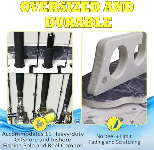 Rush Creek Creations Reel Salty Waterproof Offshore/Inshore Fishing Rod Holder for 11 Saltwater Poles + Gear & Accessories Perfect for Garage & Wall Storage - Image 4