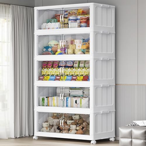 BROVIEW V60 700QT Plastic Stackable Storage Bins with Lid, 5Pack White by BROVIEW-EnjoytheArtofLife