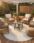 Rugs.com - Outdoor Aztec Rug – 5' 3 x 8' Oval Light Gray Indoor/Outdoor Rug – Weather Resistant for Patios, Decks, and Porches by Rugscom