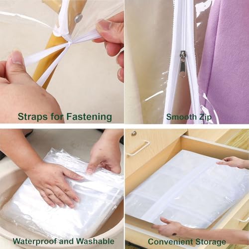 37.4" Wide Clothes Double Hanging Rods Dustproof Cover, Home Commercial Use Reusable Garment Rack Protector with Zipper, Hanging Coat Rack Cover (Clear,39"×37"×51") - Image 3