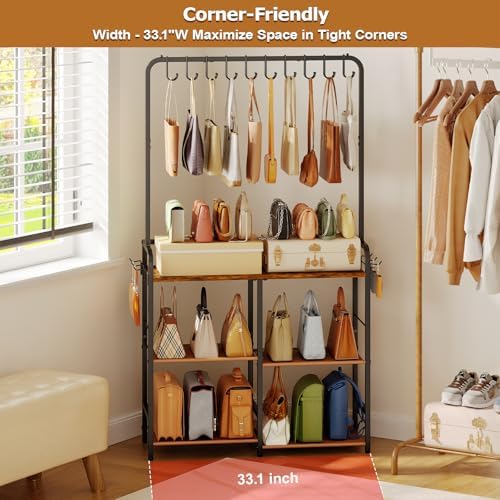 Hayexiha Large Purse Organizer for Closet, 3-Tier Double-Row Handbag Rack - Image 4