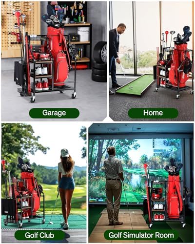 FHXZH Golf Bags Storage Garage Organizer - Golf Bag Stand with Wheels - Image 2