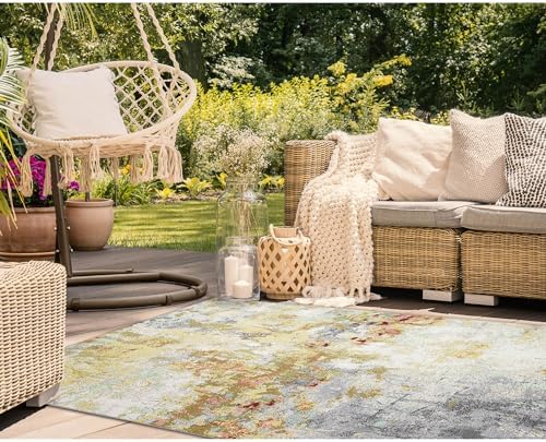 Liora Manne Marina Indoor/Outdoor Power Loomed Synthetic Blend Low Profile Area Rug - Contemporary Graphic Casual Colorful (Abstract Multi) (6'6" x 9'4") - Image 5