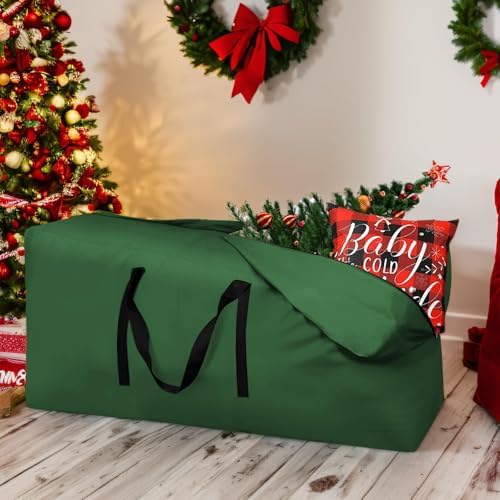 Christmas Tree Storage Bag Fits Up to 12 ft Tall Artificial Trees 420D Extra Large Heavy Duty Xmas Tree Bag Waterproof Tree Storage Bag with Zippers and Reinforced Handles 68" X 30" X 20"Green,2 Pack - Image 6