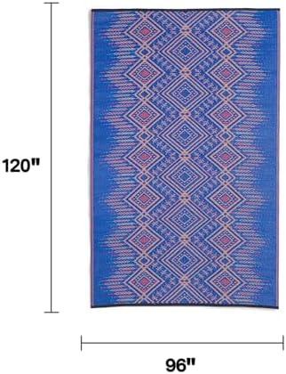 Fab Habitat Boho Southwestern Tribal Outdoor Rug - Waterproof, Crease-Free Fade Resistant, Reversible - Recycled Plastic - Patio Porch Balcony Deck Yard Garden - Jodhpur Multi Blue - 8x10 ft - Image 2
