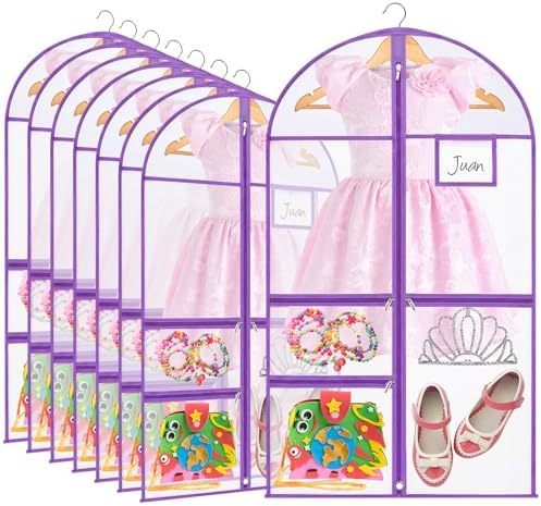 FoldTier 8 Pcs Clear Dance Costume Garment Bags for Dancers, 40 Inch,Purple by FoldTier