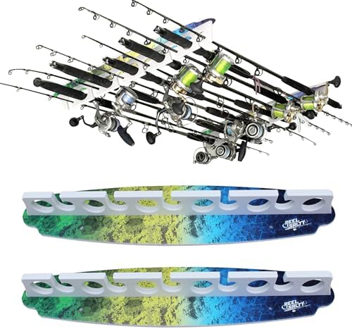 Rush Creek Creations Reel Salty Waterproof Offshore/Inshore Fishing Rod Holder for 11 Saltwater Poles + Gear & Accessories Perfect for Garage & Wall Storage by RushCreekCreations