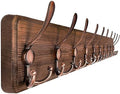 SKOLOO Coat Rack Wall Mounted - 38.6" Long, Wooden, Heavy Duty, Rustic Coat Hooks for Wall, Coat Rack with 10 Triple Hooks for Hanging Clothes, Jacket, Hat(Brown & Retro Red) by SKOLOO