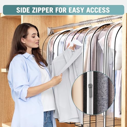 Liuoud 4 Pack 40”Garment Bags + 4 Pack 50” Garment Bags For Hanging Clothes All Clear For Opening Clothes Closet, Plastic Clothes Storge Bags, Clothes Cover - Image 3