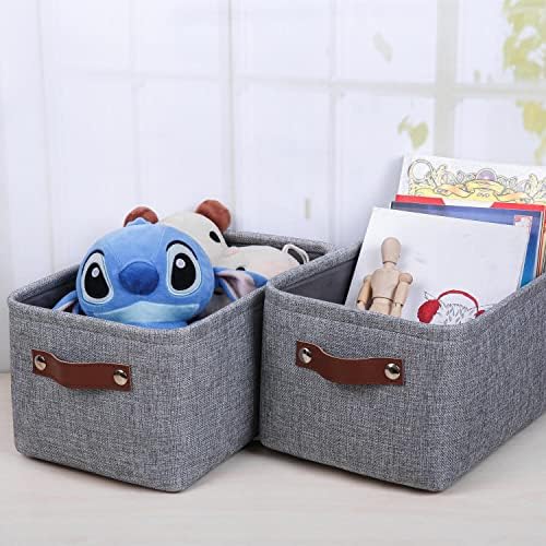 Mangata Set of 3 Fabric Storage Boxes, Collapsible Storage Basket Bins for Bedroom, Cupboards, Wardrobe (Grey, Medium) - Image 7