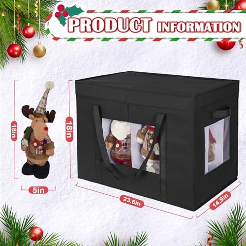 Christmas Figurine Storage Box, 24”x18”x15” Ornament Storage Box, 2025 UpgradeNutcracker Storage Box, Figurine Storage with Dividers, Adjustable Extent Area for Figurines and Pocket, Black - Image 5