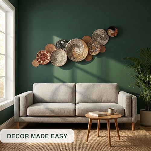 Woven Basket Wall Decor Set of 12, Decorative Wall Plates - Image 4