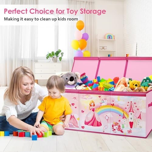 decalsweet Large Toy Box Collapsible Chest Organizer with Flip Lid for Kids - Image 6