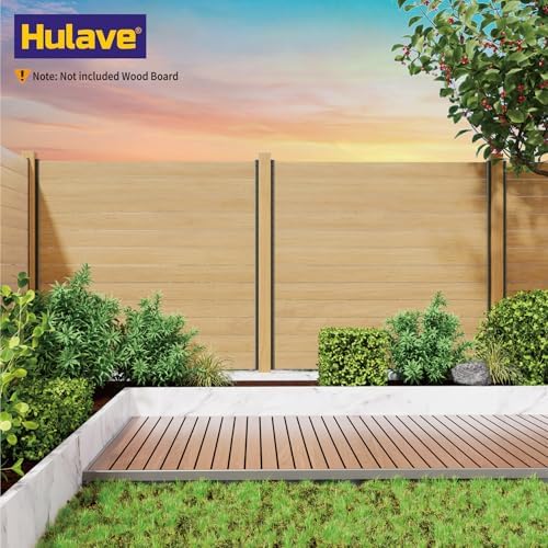 Hulave 4-Pack 6FT U-Shaped Metal Fence Posts (H: 68″), No-Dig Hard Surface Mount for Privacy Fences, Garden, AC Units, Pool Equipment, and Trash Can Enclosures-Matte Black - Image 6