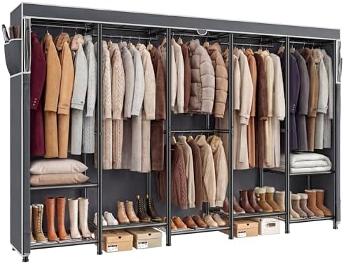 Raybee Clothes Rack with Cover 1200LBS Heavy Duty Freestanding Closet by Raybee