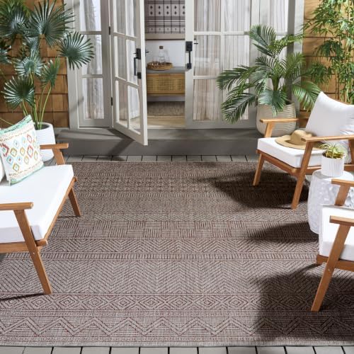 SAFAVIEH Courtyard Collection 8' x 10' Beige / Rust CY8196 Indoor/ Outdoor Waterproof Easy Cleaning Patio Backyard Mudroom Area Rug - Image 7