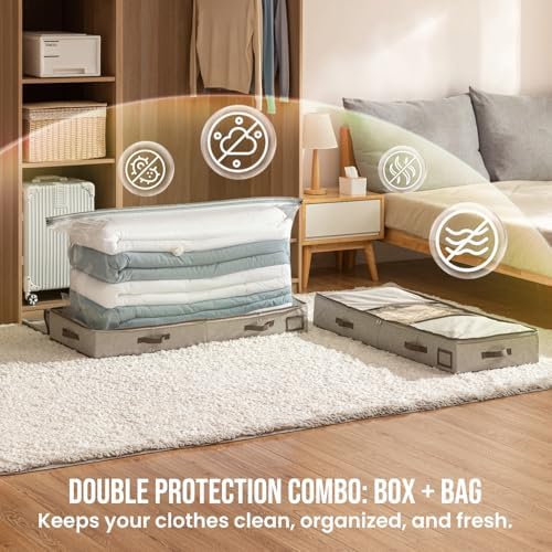 TAILI Under Bed Vacuum Storage Bags for Comforters,41x17.7x6 inch,Taupe - Image 4