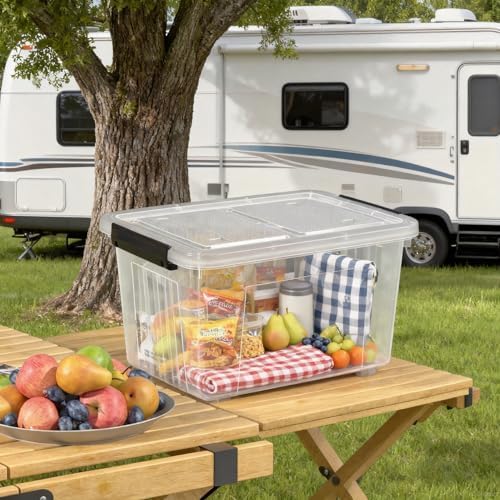 6-Pack 30 Quart Stackable Clear Plastic Storage Bin with Lid & Wheel - Image 6