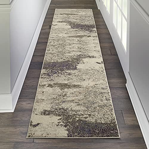 Nourison Home Celestial Ivory Grey 2'2" x 10' Area Rug - Easy Clean, Non Shedding, Bed Room, Living Room, Dining Room, Kitchen (10' Runner) by NourisonHome
