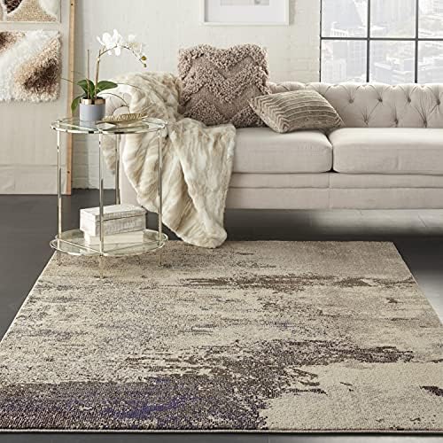 Nourison Celestial Modern Abstract Ivory/Grey 3'11" x 5'11" Area -Rug, Easy -Cleaning, Non Shedding, Bed Room, Living Room, Dining Room, Kitchen (4x6) by NourisonHome