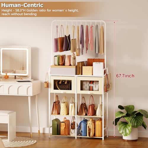 Transparent Purse Organizer for Closet, Handbag Storage Rack with Drawers - Image 6