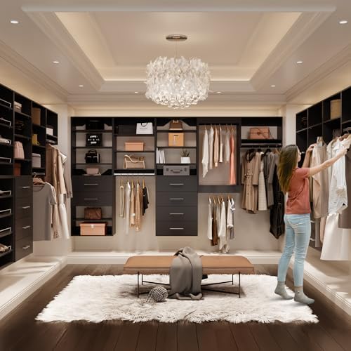 ROOMTEC 19.5" Tall Hanging Closet Unit, Modular Closet System with Hanging Rod, Wardrobe Organizer for Bedroom or Walk-in Closet, Wall Mounted, Customizable Clothes Storage Unit, Black - Image 4