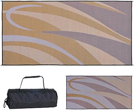 Stylish Camping Reversible Graphic Patio Mat - 8' x 16', Brown/Gold by StylishCamping