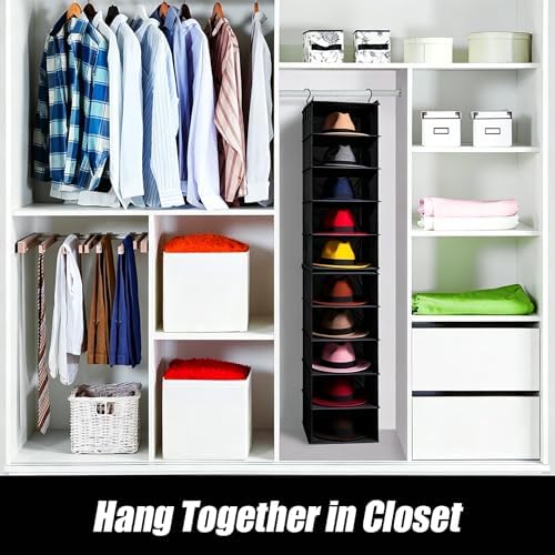 LADYBRO Oxford Cloth Hat Rack for Closet, Storage or Display, Black, Large - Image 6