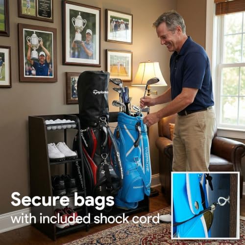 Golf Bag Storage Organizer for Garage Holds 2 Golf Bags - Image 2