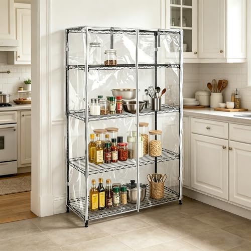 Rileytee Clear Wire Shelf Cover,Durable Dustproof Waterproof PVC Shelf Covers for Wire Shelving,Outdoor Storage Rack Cover for Wire Rack with Zipper,Clear,36"W x 18"D x 72"H - Image 7