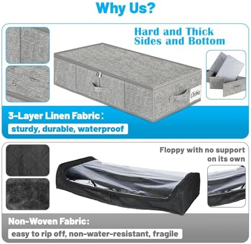 Under Bed Storage Container Bin 3 Pack, Low Profile Foldable Underbed Clothes Storage Organizer W/ Ultra Thick Fabric and Sturdy Bottom/Sides, Dual Zipper Storage Box for Dorm and Home 30x16x6.7" - Image 3