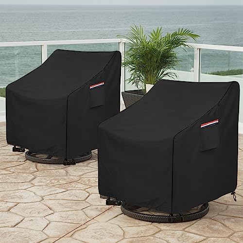 Okcool Patio Chair Covers,Heavy Duty 600D Outdoor Furniture Covers Fits up to 27.5"W x 32.5"D x 39"H inches -2 Pack,Black - Image 5